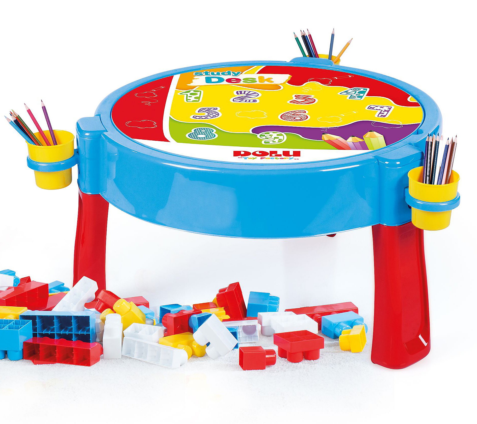 Dolu Toys 2-in-1 Activity Table With 100 JumboBlocks