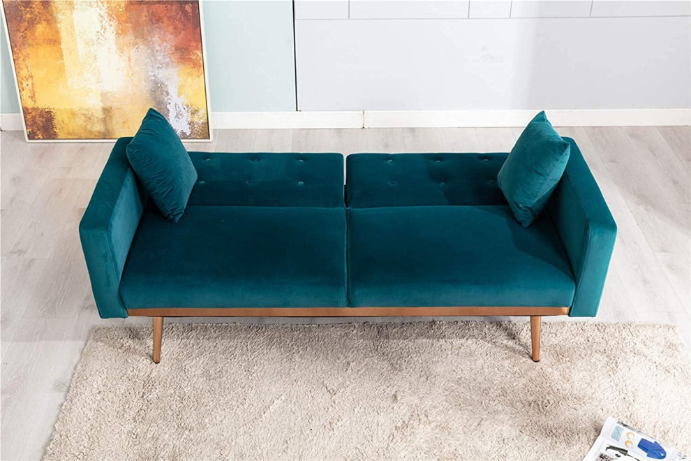 Teal Velvet Couch  Tufted Loveseat Sofa   Contemporary   Sofas   by Imtinanz  LLC  Houzz