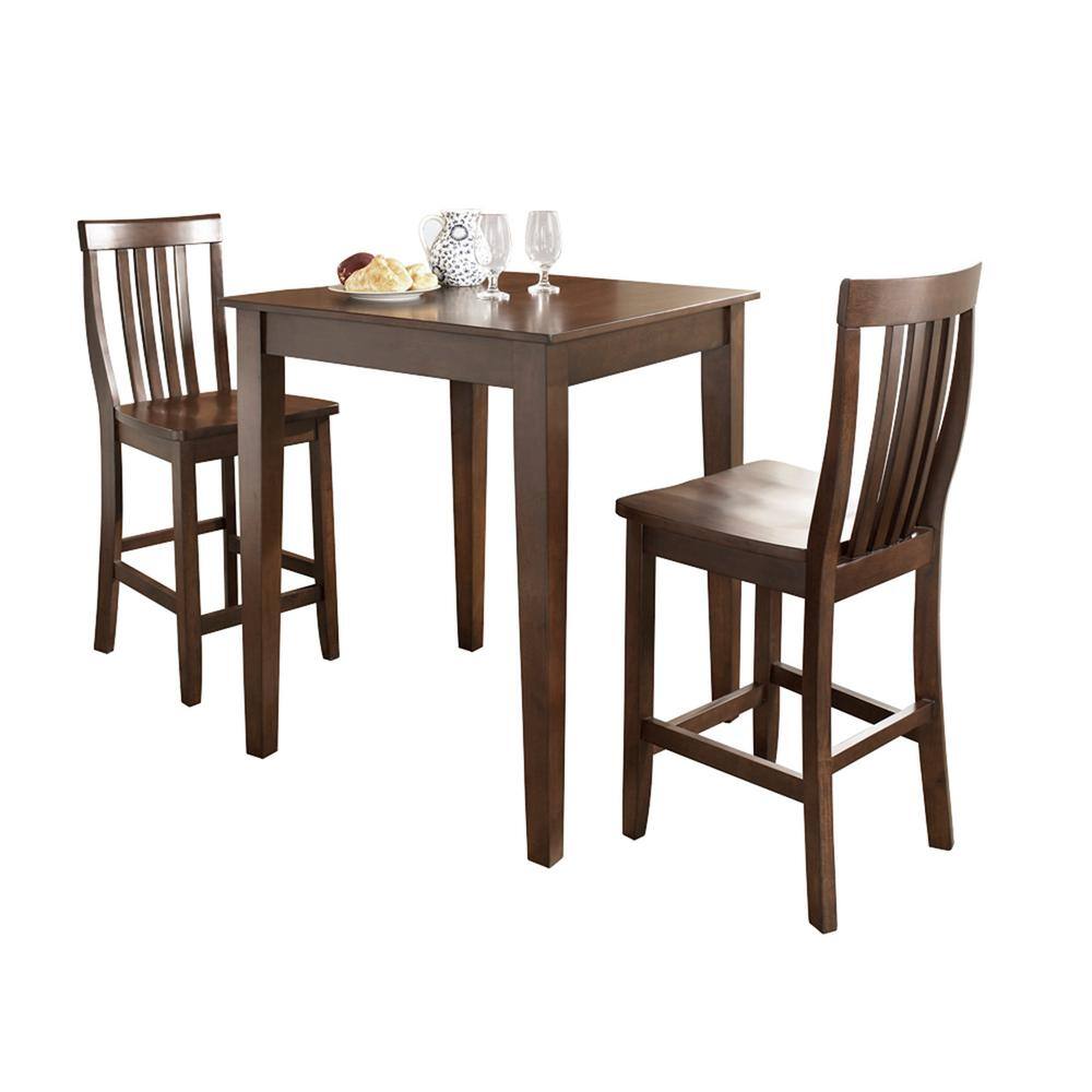 CROSLEY FURNITURE 3-Piece Mahogany with School House Stools Pub Dining KD320007MA