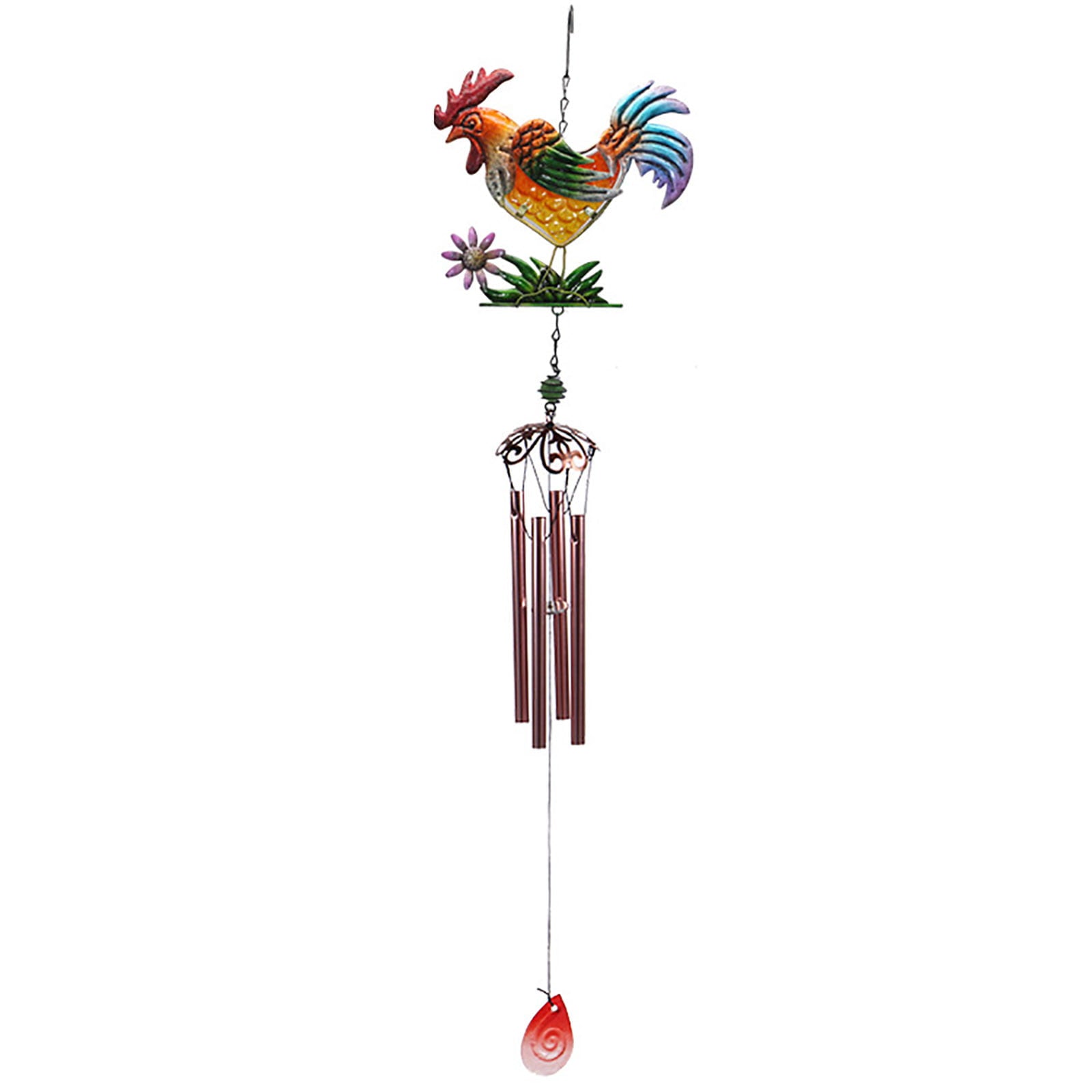 Kqegk Metal Rooster Wind Chimes Metal Chicken Crafts Painted Decorative Bell Pendants