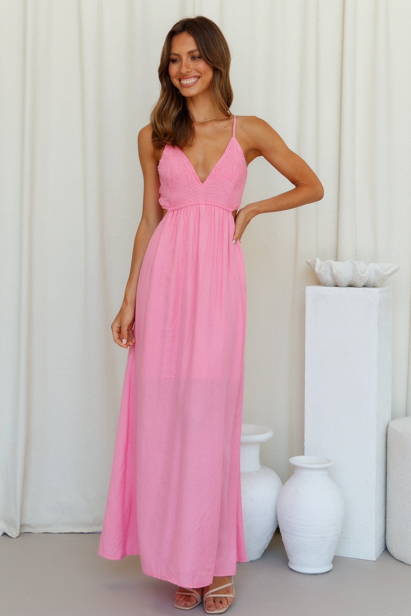 Spin Up Midi Dress Pink