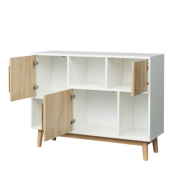 Wood Storage Cabinet Modern buffet Sideboard with Door Storage and Open Storage Shelf