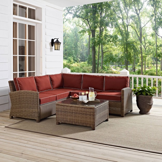 Crosley 4pc Bradenton Steel Outdoor Patio Sectional Sofa Furniture Set