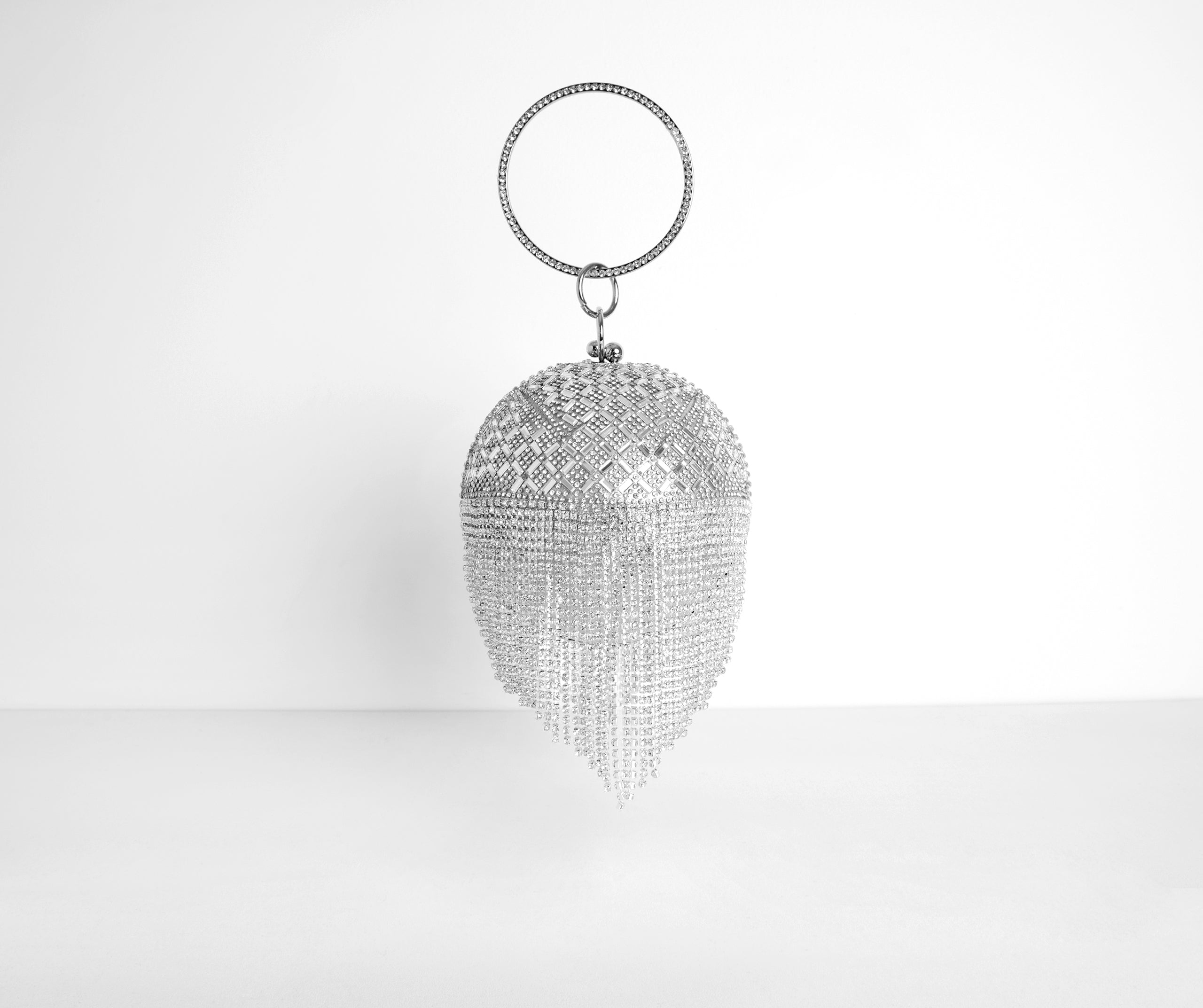 Make The Most Of Tonight Rhinestone Fringe Sphere Clutch