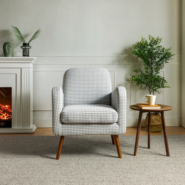 Aeetes Modern Upholstered Armchair with Solid Wood Legs by HULALA HOME