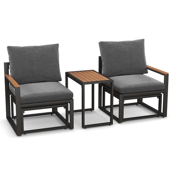 3 PCS Patio Furniture Set Weatherproof Outdoor Conversation Set