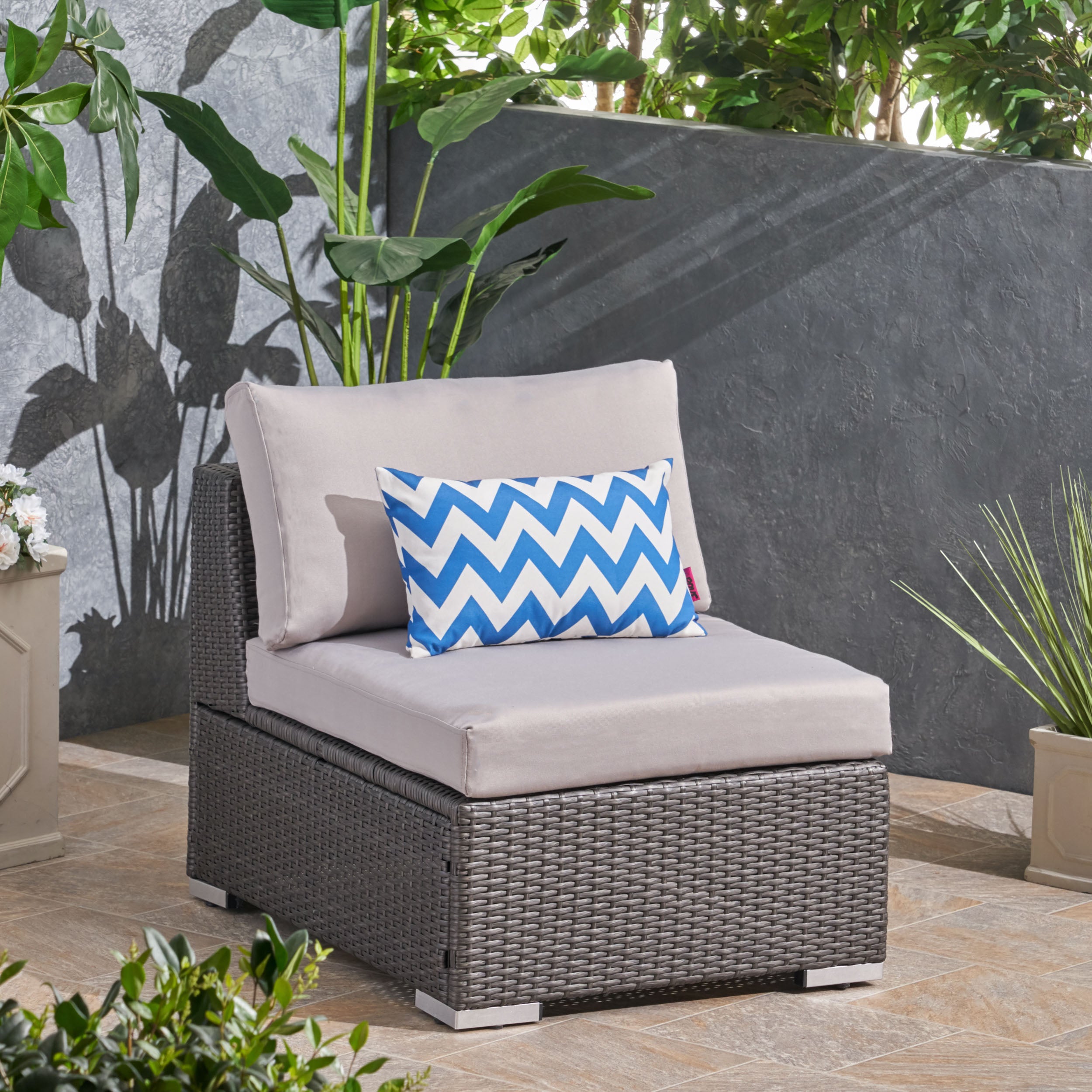 Francisco Outdoor Wicker Sectional Sofa Seat w/ Cushions