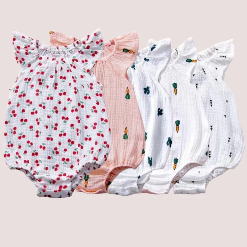 Summer Newborn Infant Baby Girls Romper Muslin Cotton Linen Infant Romper Playsuit Jumpsuit Fashion Baby Clothing