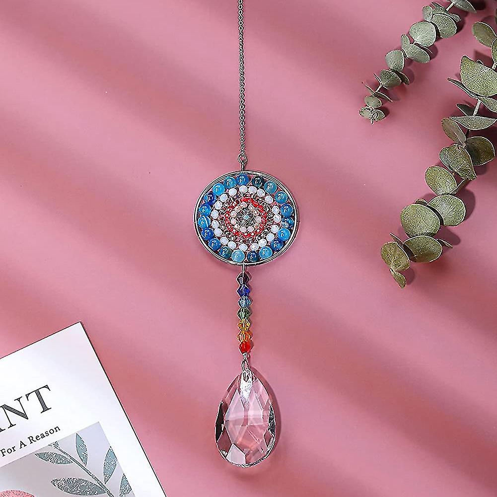 7 Chakra Crystal Suncatcher Round Crystals Bead Pendant Hanging，c