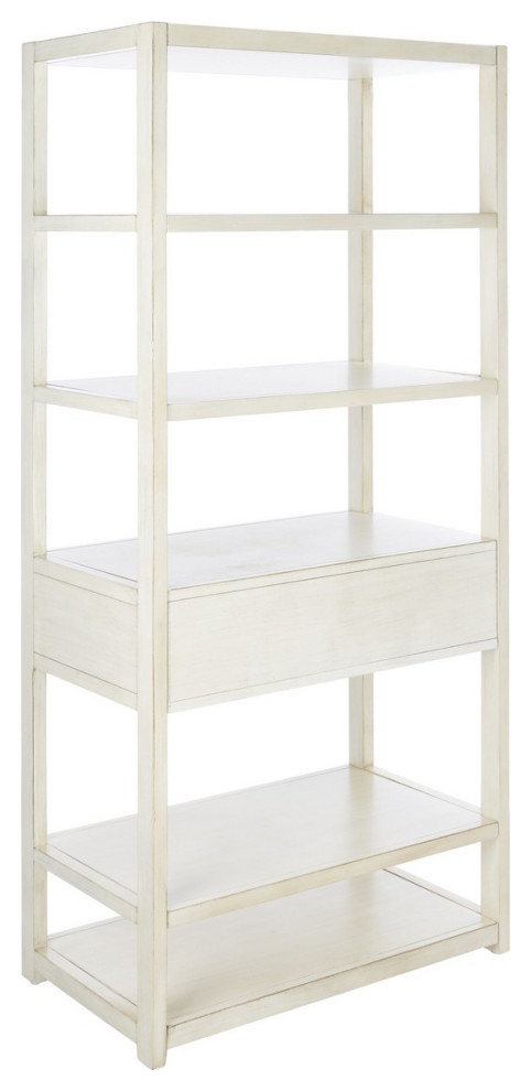 Patti 1 Drawer 5 Shelf Etagere/Bookcase Antique White   Modern   Bookcases   by Virgil Stanis Design  Houzz