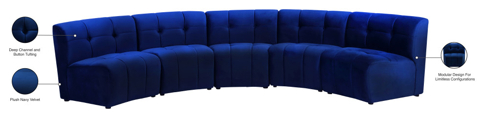 Limitless Modular Velvet 1 Piece Sectional   Contemporary   Sectional Sofas   by Meridian Furniture  Houzz