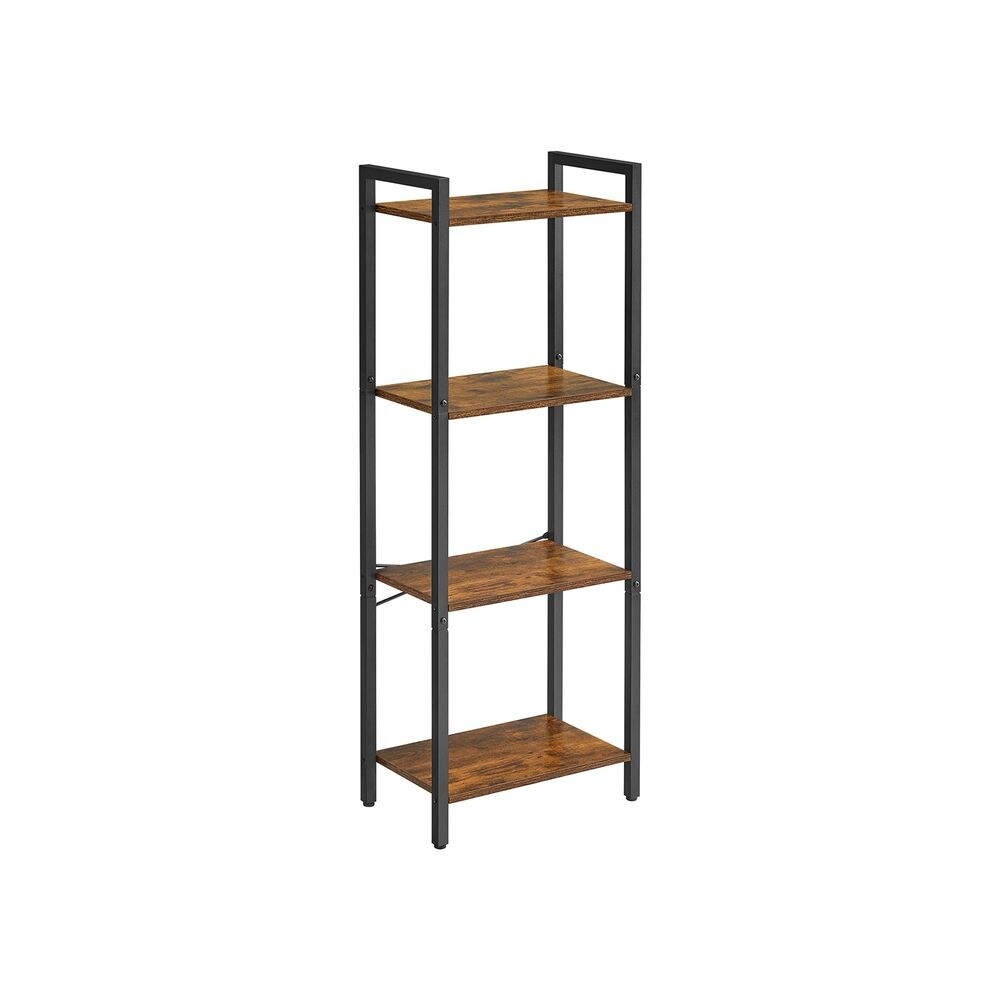 Bookshelf  Narrow Bookcase  Small Multi Tier Bookshelf  Rustic Brown and Black