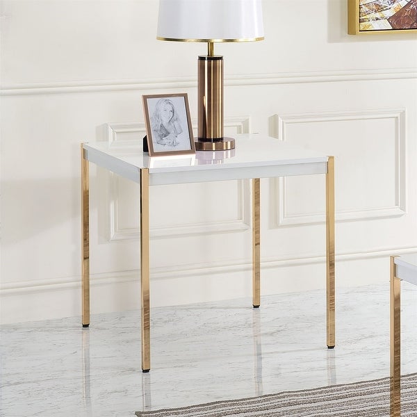 End Table in White and Gold Finish