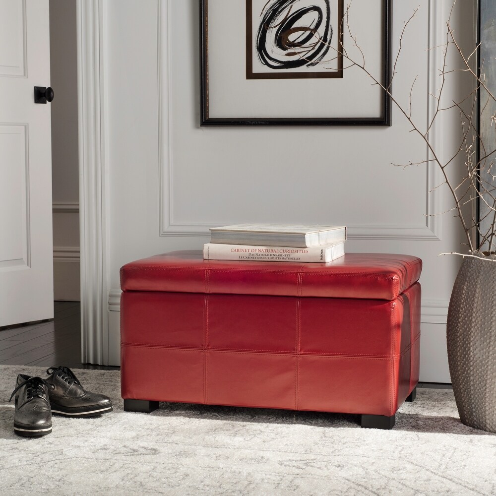 Safavieh Maiden Tufted Red Bicast Leather Storage Bench   30.1\