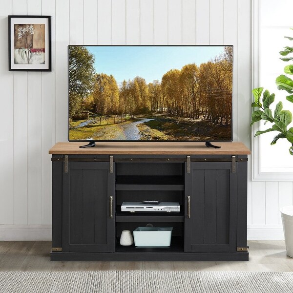 Rustic 54 Inch TV Stand with Barn Door - Fits up to 65 Inch TVs