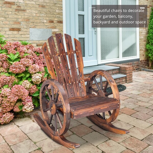 Karlhome Wagon Wheel Wood Adirondack Rocking Chair