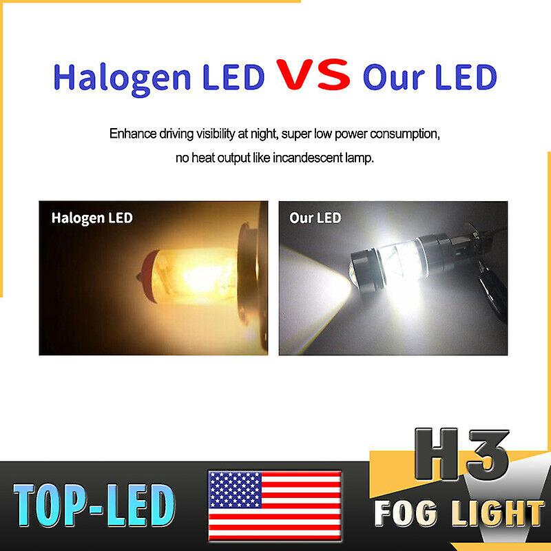 H3 3030 20 Led 100w 10000lm Fog Driving Lights Drl Headlight Kit Bulbs 6000k Usa