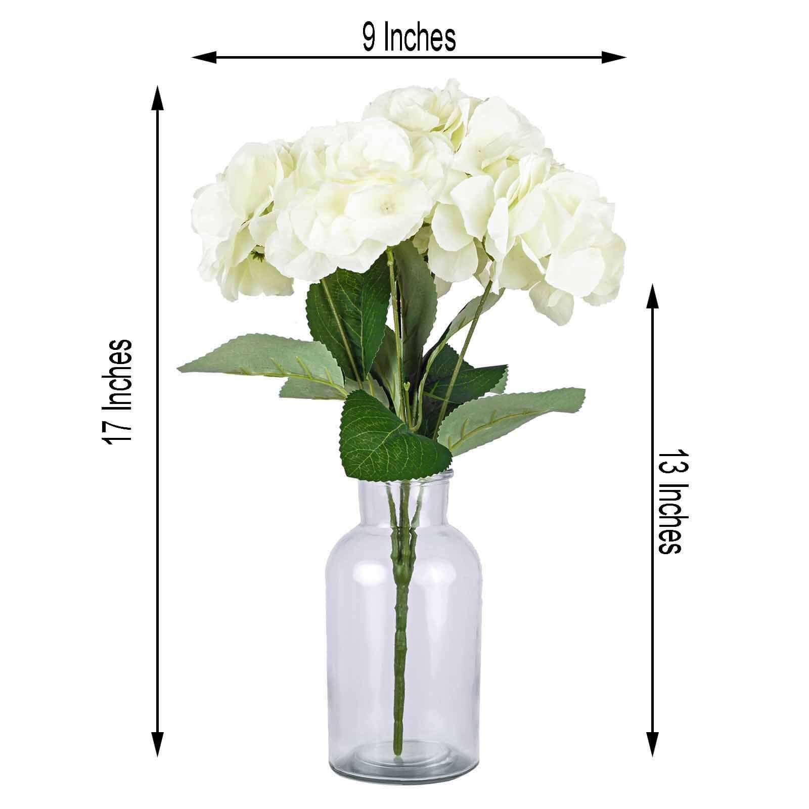 5 Bushes Cream Artificial Silk Hydrangea Flower Bouquets