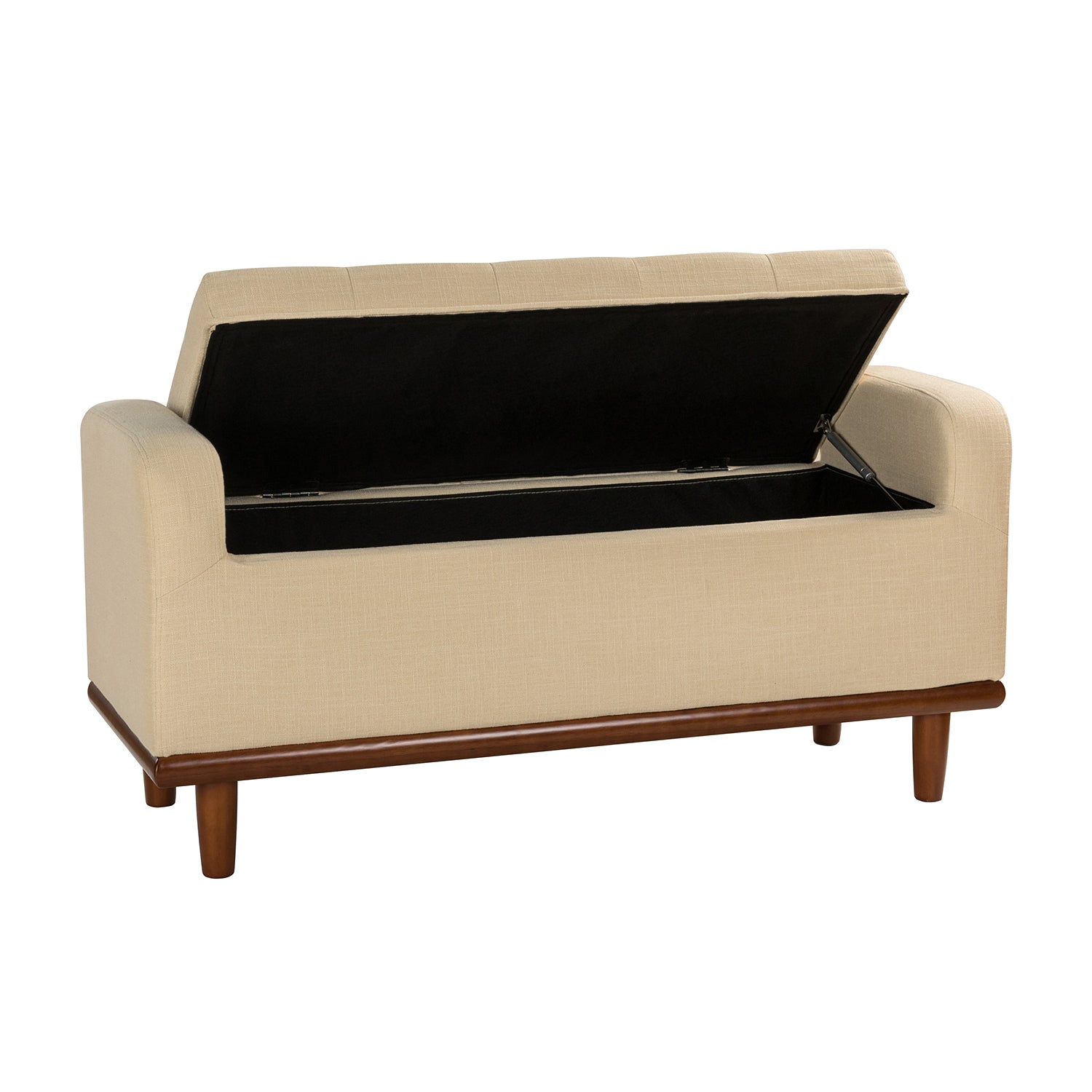 14 Karat Home Upholstered Tufted Bench with Storage Space for Bedroom in Linen