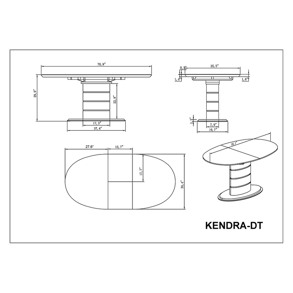 Somette Kenya Extendable Dining Table with Art Deco Stripe Base