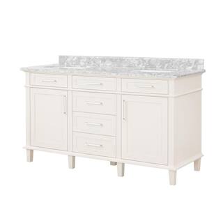 Home Decorators Collection Sonoma 60 in. W x 22 in. D x 34.50 in. H Bath Vanity in Off White with Carrara Marble Top Sonoma 60OW