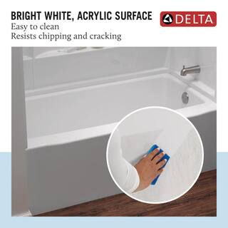 Delta Classic 500 60 in. x 30 in. Alcove Right Drain Bathtub and Wall Surrounds in High Gloss White BVS2-C512-WH