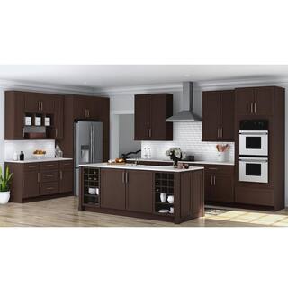 Hampton Bay Shaker Assembled 36x34.5x24 in. Blind Base Corner Kitchen Cabinet in Java KBBC45-SJM