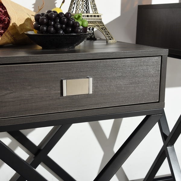 Homy Casa Industrial Style End Table with Drawer