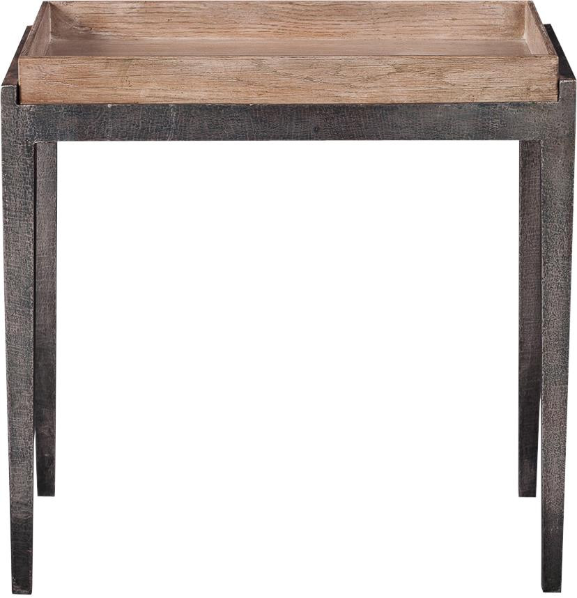 Side Table SARREID Rectangular Heather Gray Solid Walnut Oak Iron 1   Industrial   Side Tables And End Tables   by EuroLuxHome  Houzz