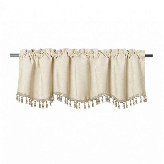 Kate Aurora Rod Pocket Luxurious Chenille Oversized Window Valance With A Beaded Tasseled Trim