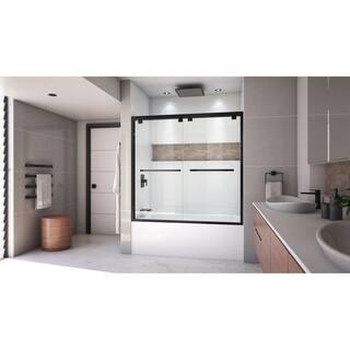 DreamLine Encore 60 in. x 58 in. Semi-Frameless Sliding Tub Door in Satin Black SHDR-1660580-09