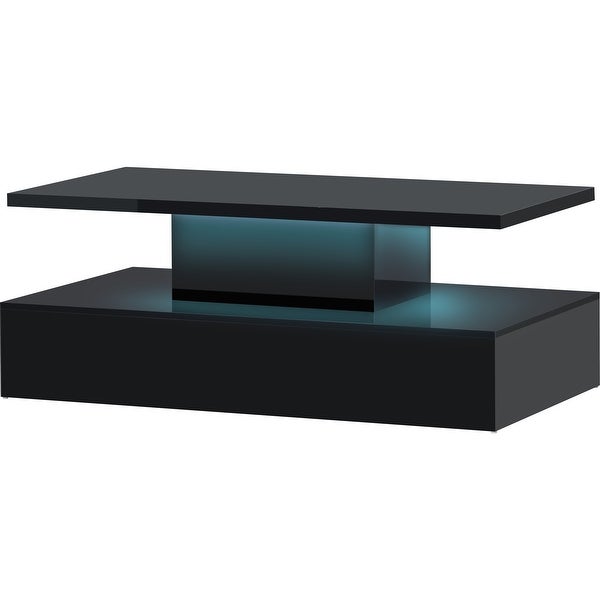 Modern Industrial Design Coffee Table with LED Lighting