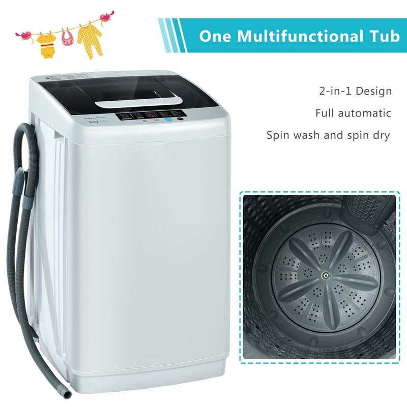 Full Automatic Portable Washing Machine with Drain Pump, 8.8 LBS 2-in-1 Top Load Washer Dryer Combo