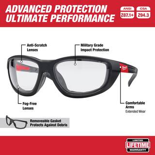 MW High Performance Safety Glasses with Clear and Tinted Lenses and Gasket (2-Pack) 48-73-2040-48-73-2045