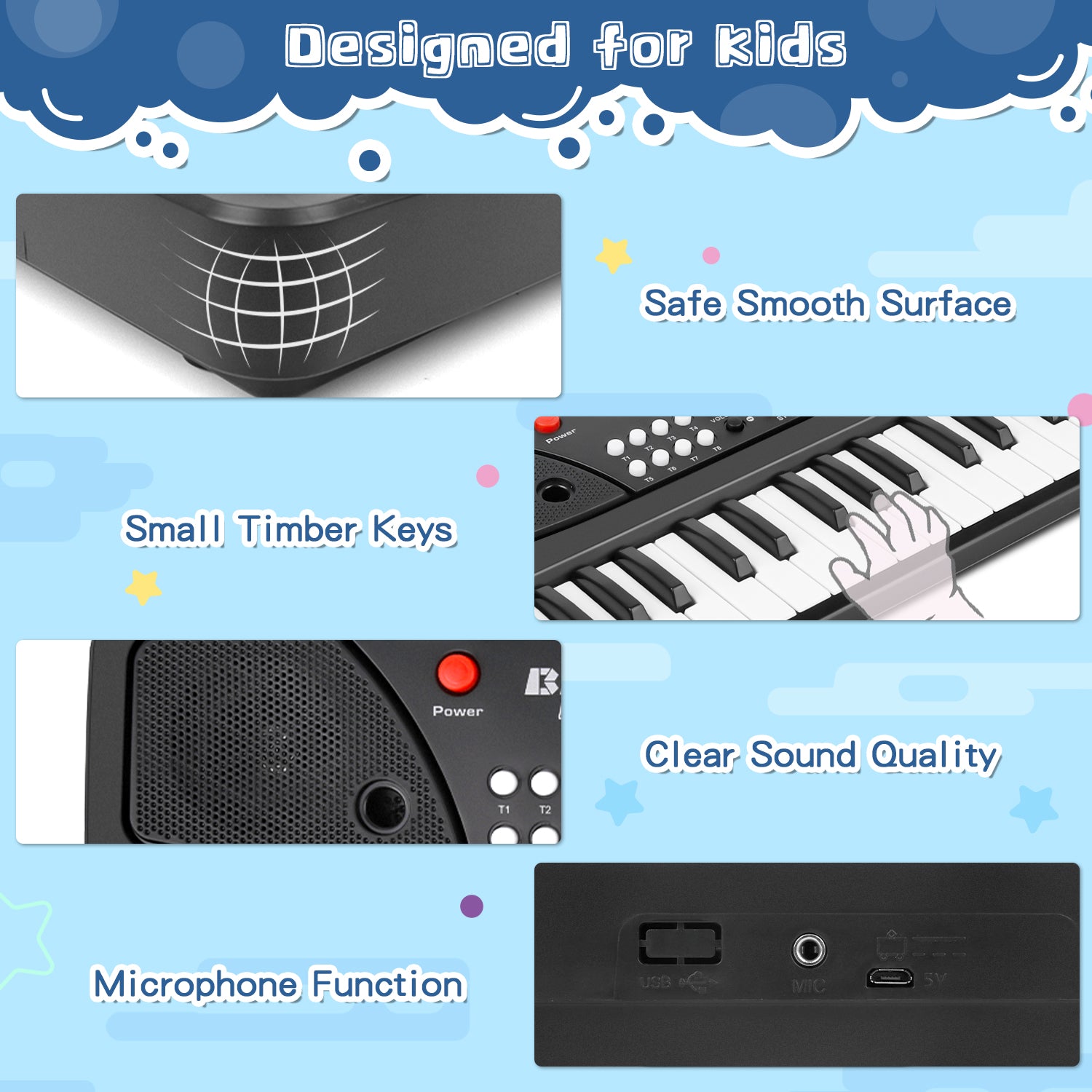 Shayson Kids Piano Keyboard， Piano for Kids with Microphone Musical Toys for 3-6 Year Old Boys Girls