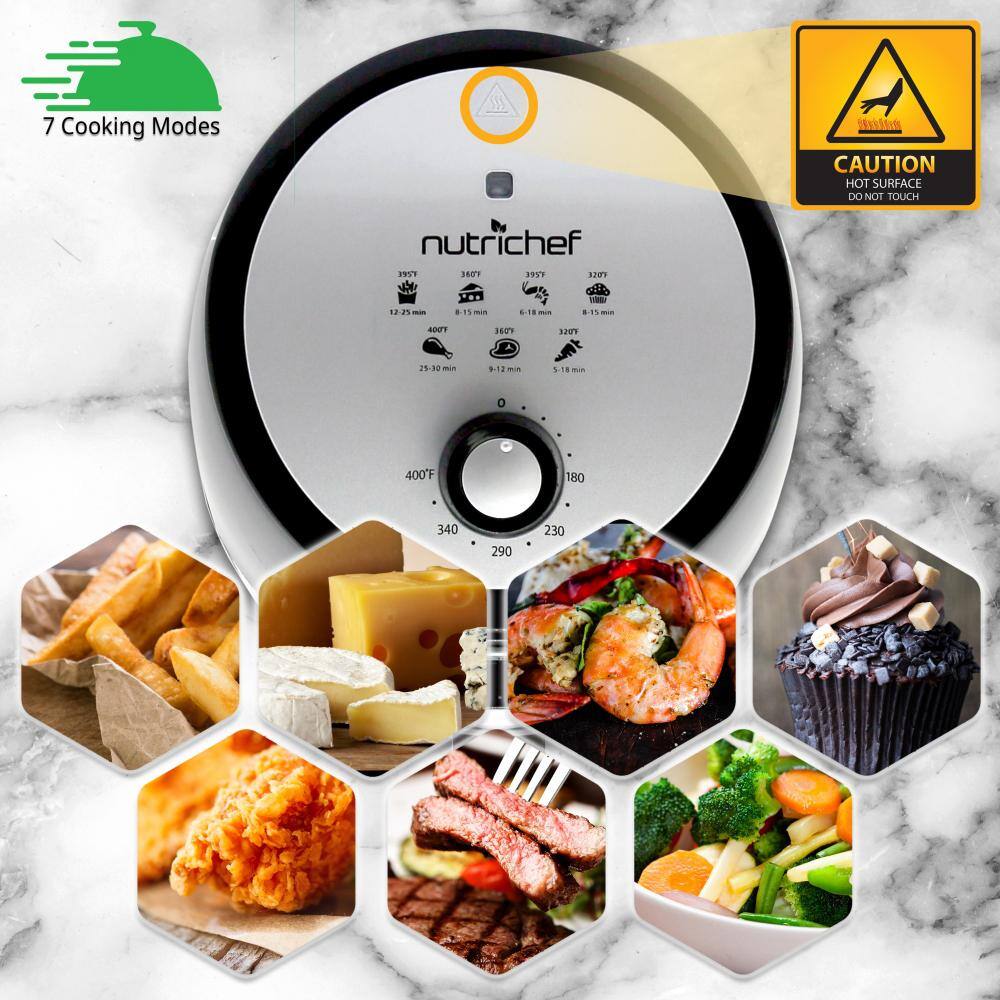 NutriChef Black Countertop Air Fryer Oven Cooker Healthy Kitchen Convection Air Fry Cooking PKAIRFR18