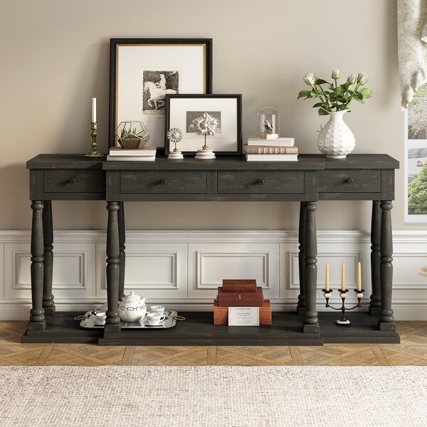 Console Table with 4 Front Facing Storage Drawers