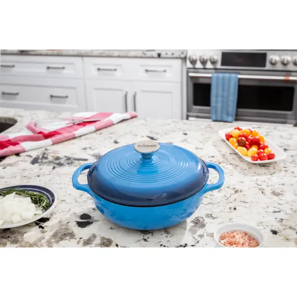 Lodge 3 Quart Blue Enameled Cast Iron Dutch Oven