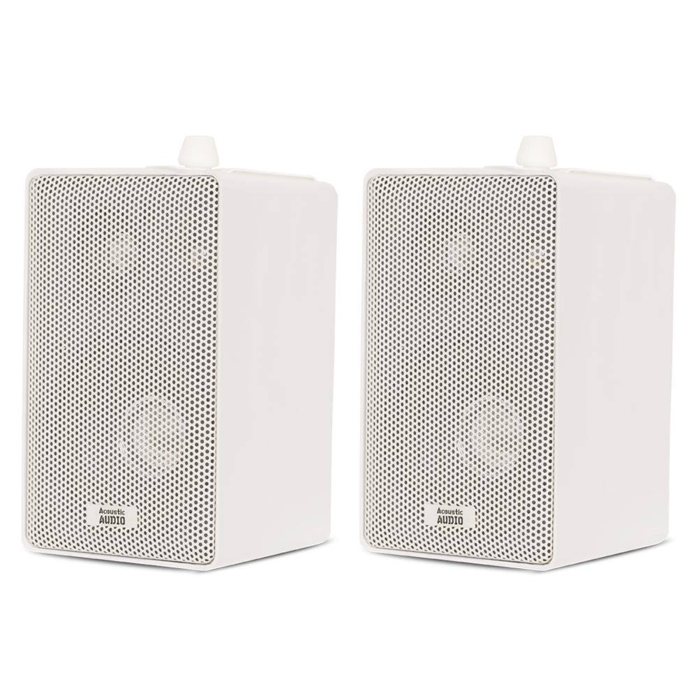 Acoustic Audio by Goldwood Indoor Outdoor 3-Way Speakers Mountable Pair in White AA251W