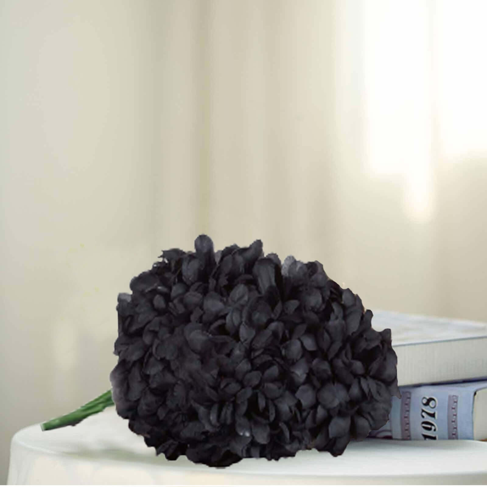 4 Bushes Black Artificial Silk Chrysanthemums 56 Faux Flowers