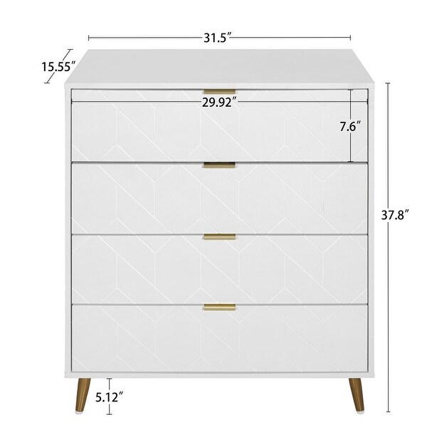 37in Modern 4-Drawer Wooden Storage Cabinet Chest - - 37782644