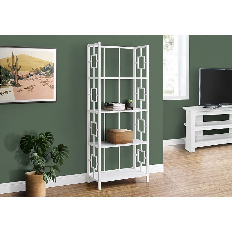 61.5 White Contemporary Four Tier Etagere Bookcase