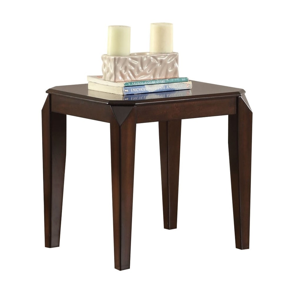 Square Wood End Table in Walnut Finish