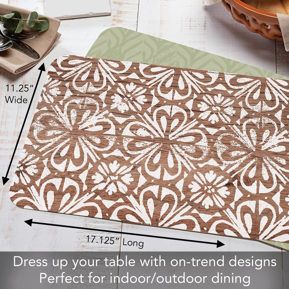 Modern Farmhouse 4 Pack Reversible Easy Care Flexible Plastic Placemats Made in The USA BPA Free Easily Wipes Clean