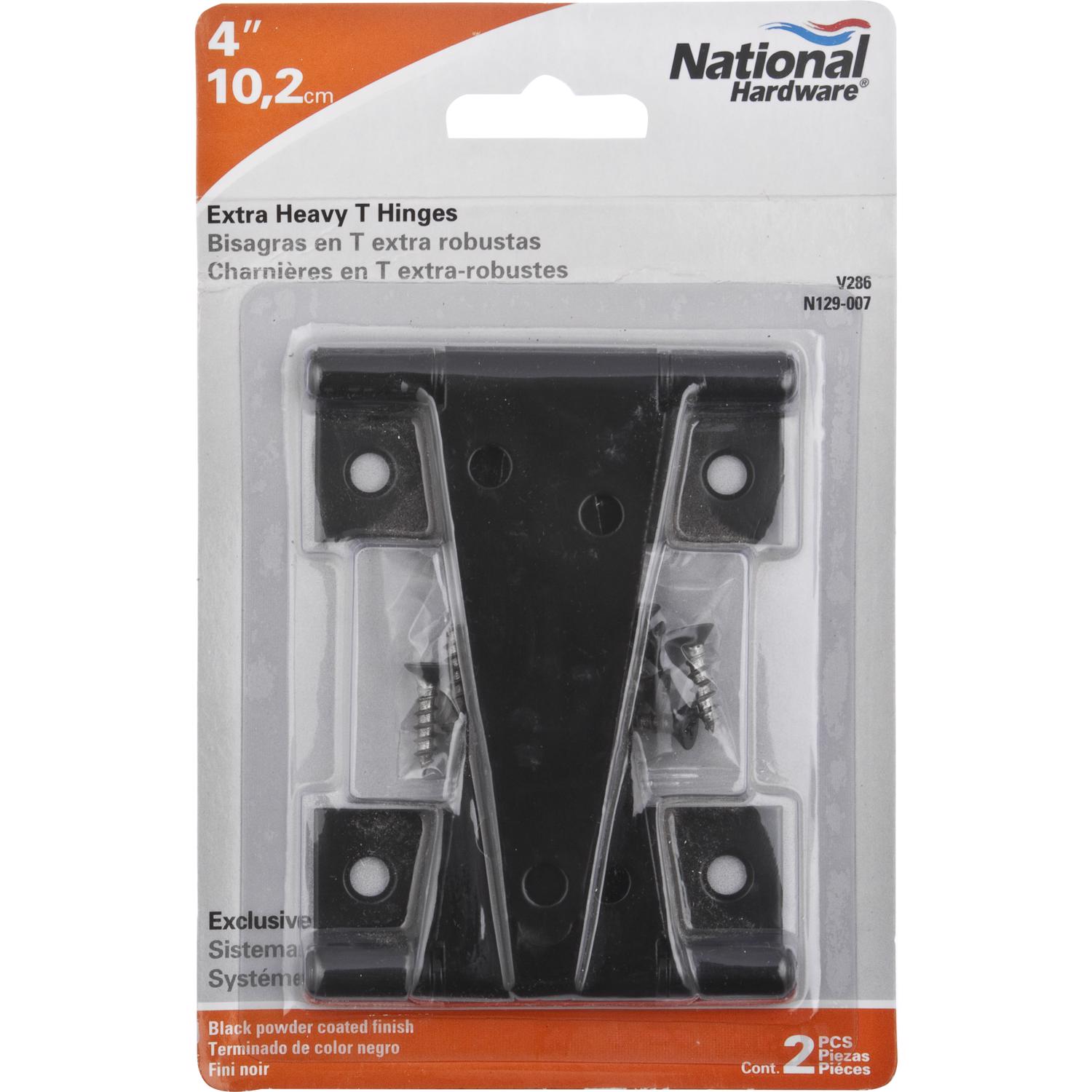 National Hardware 4 in. L Black Extra Heavy Duty T-Hinge 2 pk