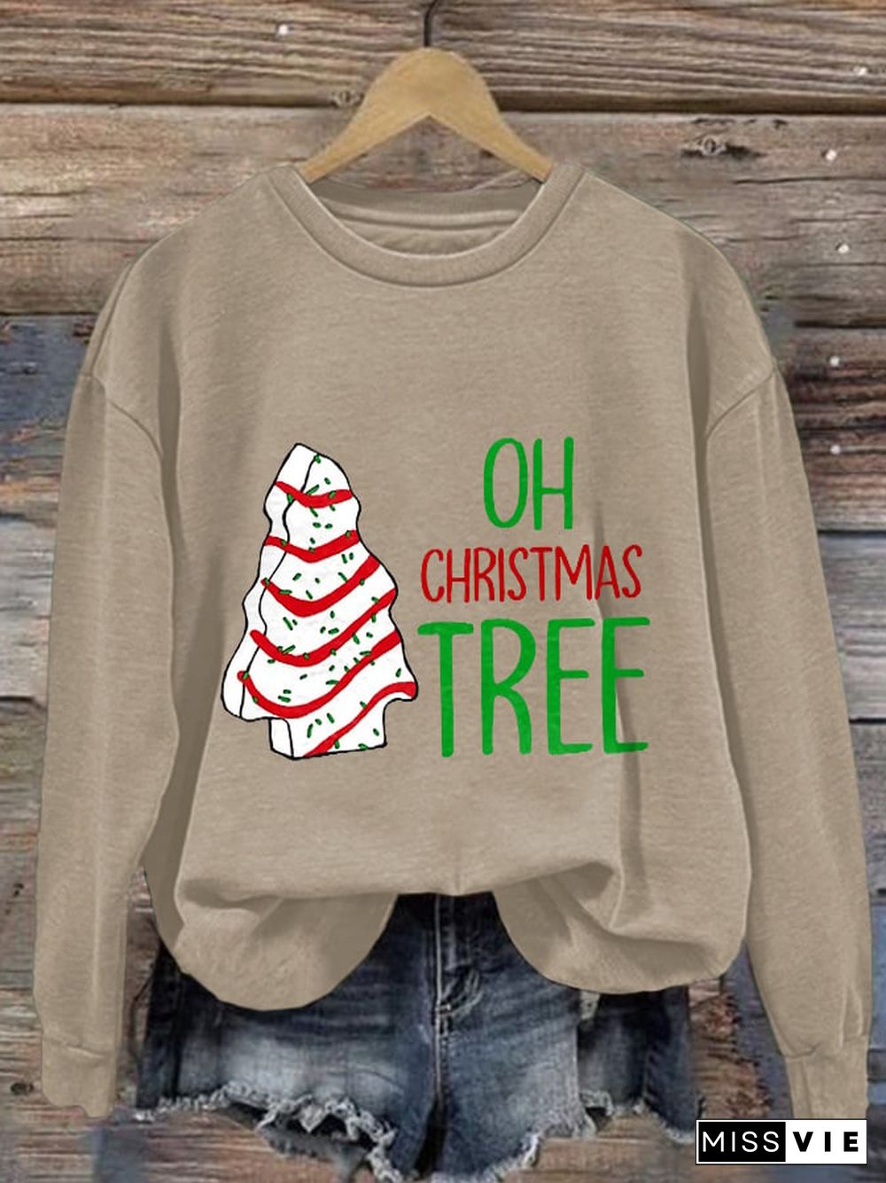 Women's Oh Christmas Tree Print Casual Sweatshirt