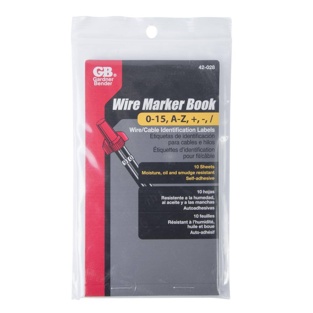 Gardner Bender Wire Marker Booklet A-Z 0-15 symbols 42-028