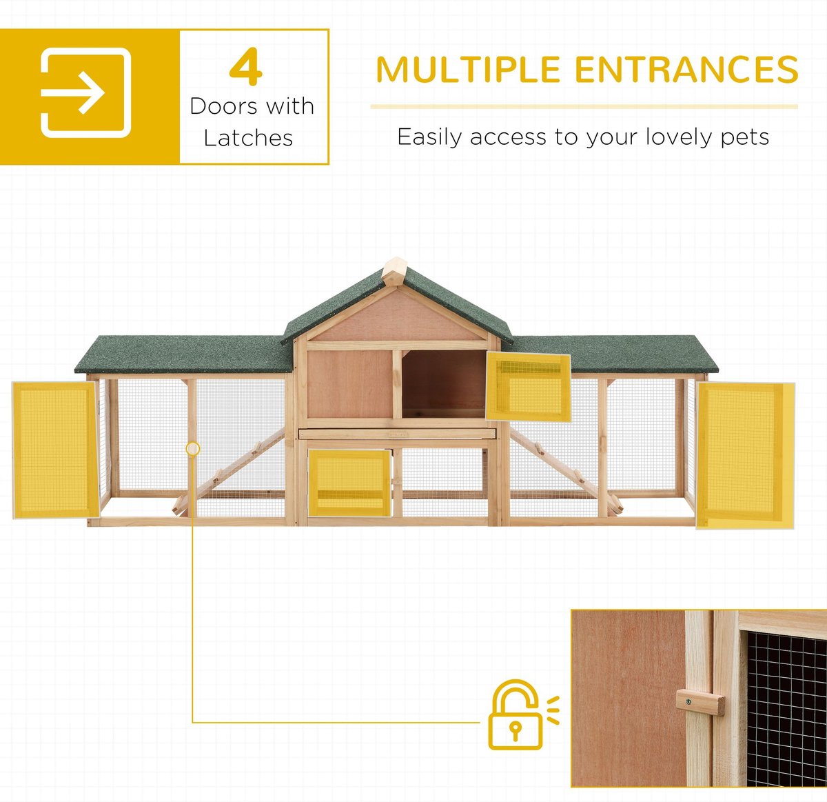 PawHut 2-Story Wooden Deluxe Rabbit Bunny House