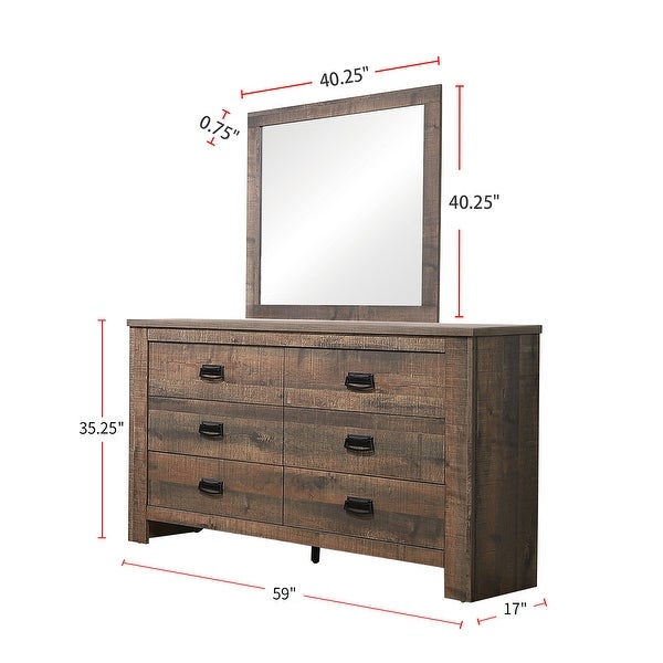 Wooden Queen Bedroom Set in Weathered Oak - - 36135666