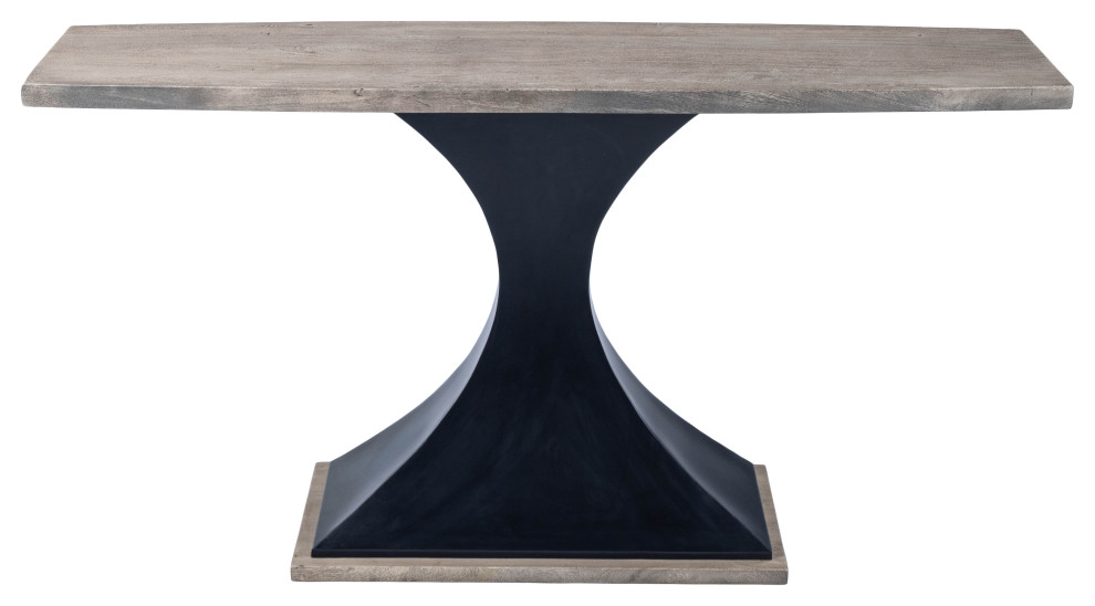 Butler Lidiya Gray Wood  ampMetal Console Table   Farmhouse   Console Tables   by HedgeApple  Houzz